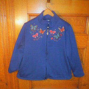 ~~~TRADITION ~~~ Front Zip  Jacket ~ Embroidered Butterflies